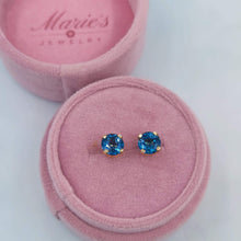 Load image into Gallery viewer, London Blue Topaz Studs - 14K Gold