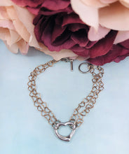 Load image into Gallery viewer, Rose &amp; Silver Heart Bracelet with Toggle