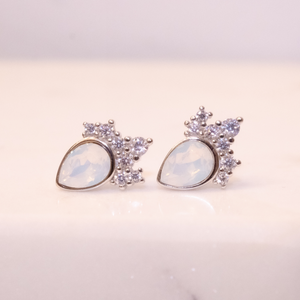 White Swarovski® and Cubic Zirconia "Chloe" Stud Earrings