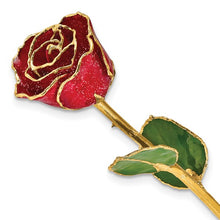 Load image into Gallery viewer, Red Lacquer Dipped Gold Trimmed with Glitter Real Rose