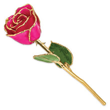 Load image into Gallery viewer, Lacquer Dipped Gold Trimmed Lilac Pink Real Rose
