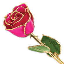 Load image into Gallery viewer, Lacquer Dipped Gold Trimmed Lilac Pink Real Rose