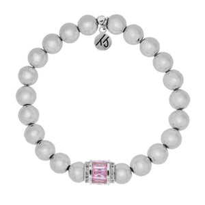 Elegance Collection - Hematite Stone Bracelet with Pink Crystal