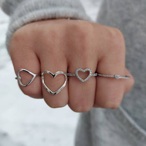 Lotus Love Open Heart Ring - Sterling Silver