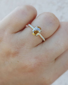 14K Yellow Gold Oval Chocolate Moissanite Diamond Ring - Custom Marie's Design