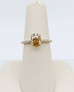 14K Yellow Gold Oval Chocolate Moissanite Diamond Ring - Custom Marie's Design