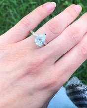 Load image into Gallery viewer, 3.01 Carat Pear Shaped Engagement Ring - 14K White Gold - Lab Created