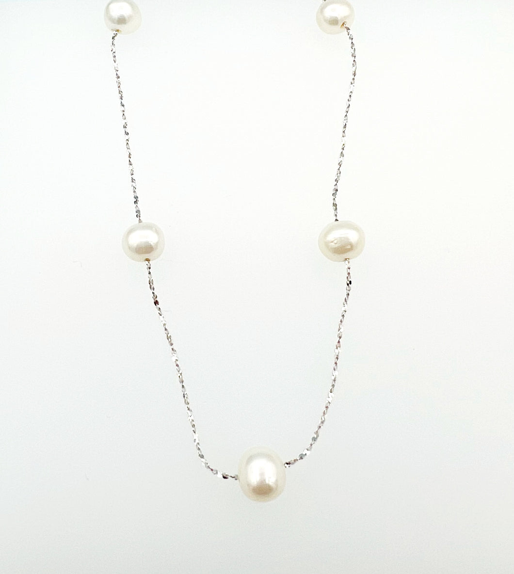 Pearl By The Yard Necklace - Sterling Silver