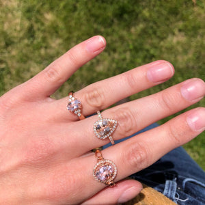 14K Rose Gold Oval Morganite and Diamond Ring