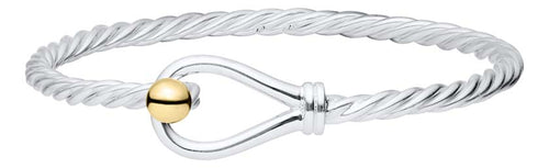 SS/14K Twist Wire Loop and Ball Bangle Bracelet