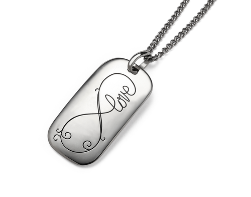 Infinity Love Tag Necklace - Sterling Silver