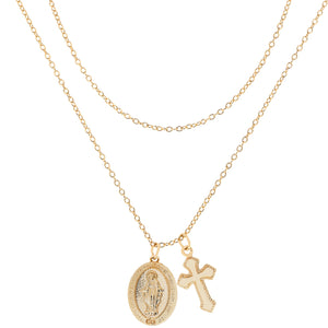 Mini Crucifix Layered Necklace : Gold