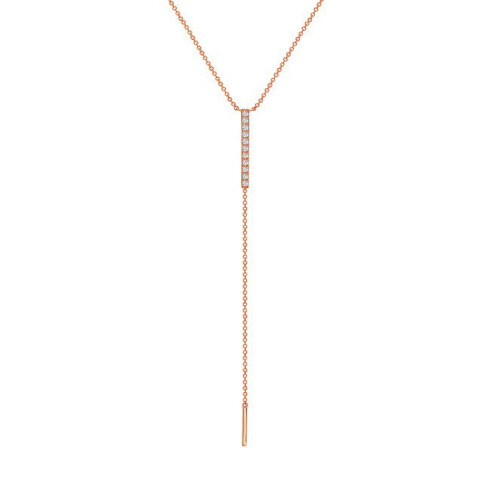 Diamond Y Necklace - 14K Gold