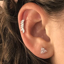Load image into Gallery viewer, Sterling Silver &quot;Feather&quot; Cubic Zirconia Ear Climbers