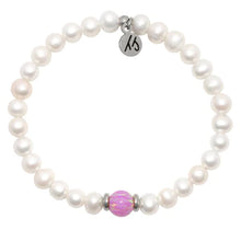 Load image into Gallery viewer, White Pearl with Pink Opal Bracelet - TJazelle Cape Bracelet Reverse