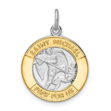 Load image into Gallery viewer, Sterling Silver Rhodium-plated and Gold Tone St. Michael Medal