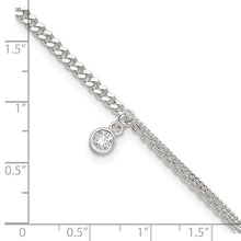 Load image into Gallery viewer, Fancy Contrast Anklet with CZ Drop - Sterling Silver