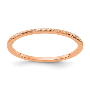 14K Rose Gold Thumb Ring (Twisted Wire Pattern Stackable Band)