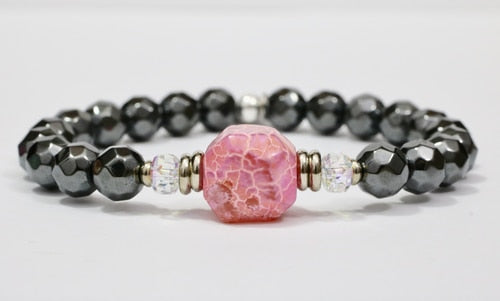 Stash The Raquel - Swarovski crystal, pink Dragon's Vein and Hematite