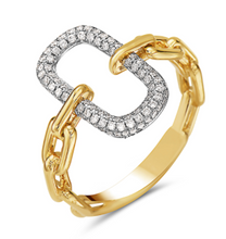 Load image into Gallery viewer, Chain Link with Diamonds Ring- Two-tone 14K