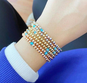 Evil Eye Beaded Stretch Bracelet