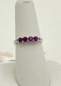 Four Stone Ruby Ring - Sterling Silver