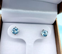 Load image into Gallery viewer, Aquamarine Earrings - 14K White Gold