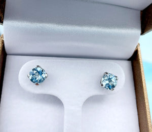 Aquamarine Earrings - 14K White Gold