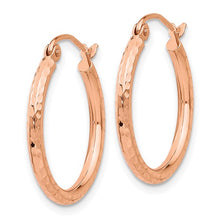 Load image into Gallery viewer, Diamond-cut Polished Hoop Earrings - 14k Rose Gold