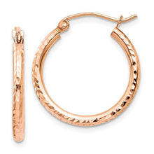 Load image into Gallery viewer, Diamond-cut Polished Hoop Earrings - 14k Rose Gold