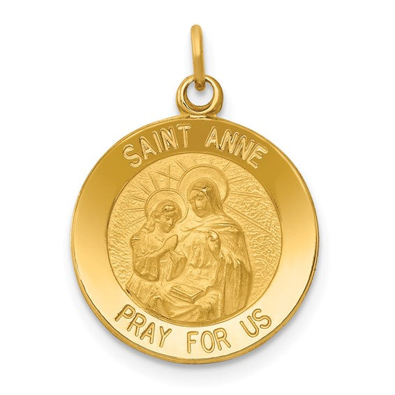 Saint Anne Medal Charm - 14K Yellow Gold