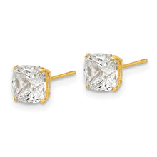 Load image into Gallery viewer, Cushion Cut CZ Stud Post Earrings - 14K Yellow Gold