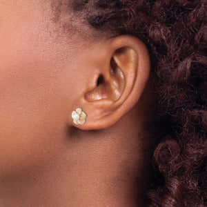 Pearl Pink MOP Flower Earrings - 14K Yellow Gold