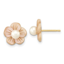 Load image into Gallery viewer, Pearl Pink MOP Flower Earrings - 14K Yellow Gold