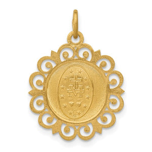 Miraculous Medal Charm - 14K Yellow Gold