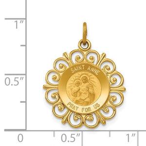 Fancy Saint Anne Medal Charm - 14K Yellow Gold