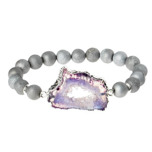 Geode Stack Bracelet: gray/plum/silver