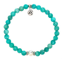 Load image into Gallery viewer, Peruvian Amazonite with Silver Steel Ball - TJazelle Cape Bracelet Reverse