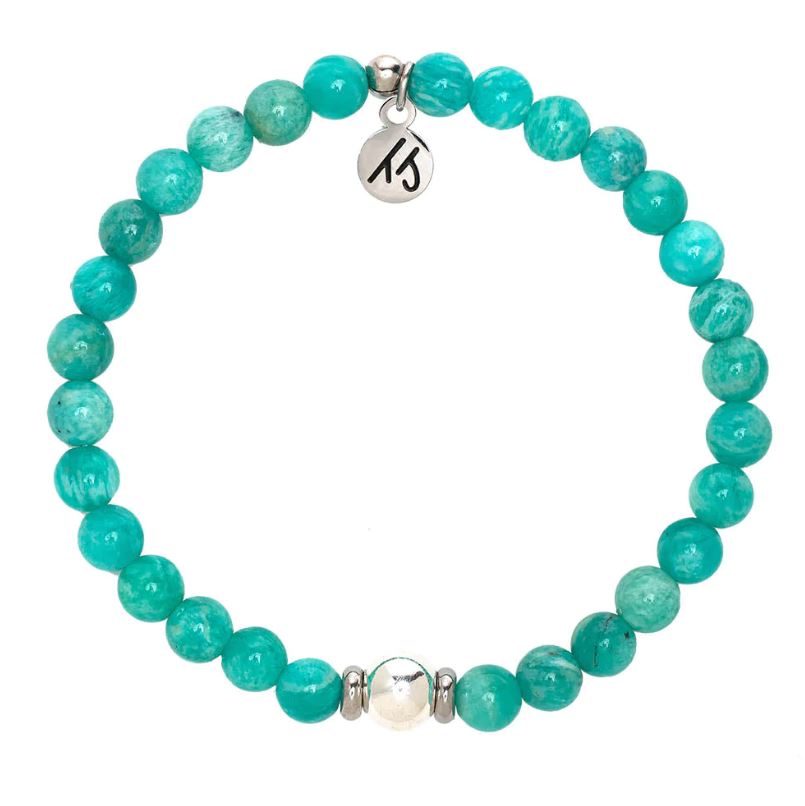 Peruvian Amazonite with Silver Steel Ball - TJazelle Cape Bracelet Reverse