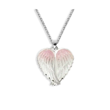 Load image into Gallery viewer, White and Pink Angel Wings Necklace. Sterling Silver