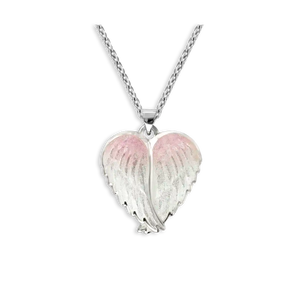 White and Pink Angel Wings Necklace. Sterling Silver