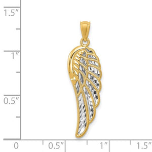 Angel Wing Pendant - 14K with Rhodium Polished