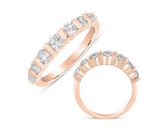 Load image into Gallery viewer, Bar Set Dome Diamond Ring - 14K Rose Gold