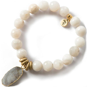 Be Thankful - Gray Agate Gemstone Bracelet