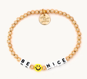 "Be Nice" Gold Plated Little Words Project Bracelet