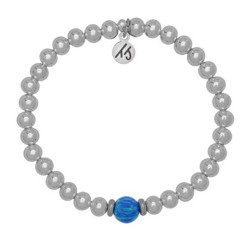 Blue Opal Ball Cape Bracelet - Silver Steel