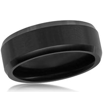 Load image into Gallery viewer, Brushed and Polished Black 8mm Tungsten Ring