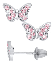 Load image into Gallery viewer, Pink Butterfly Earrings - Screw back Kid's Earrings