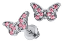 Load image into Gallery viewer, Pink Butterfly Earrings - Screw back Kid's Earrings