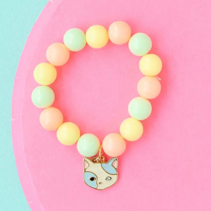 Cat Spot Enamel Charm Stretch Bead Children’s Bracelet